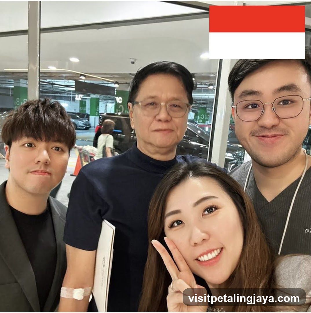 Group selfie at airport terminal