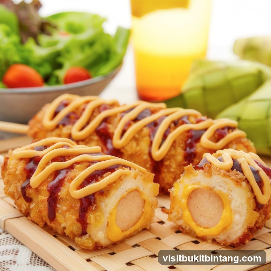 Corn Dogs with Cheese and Sauce