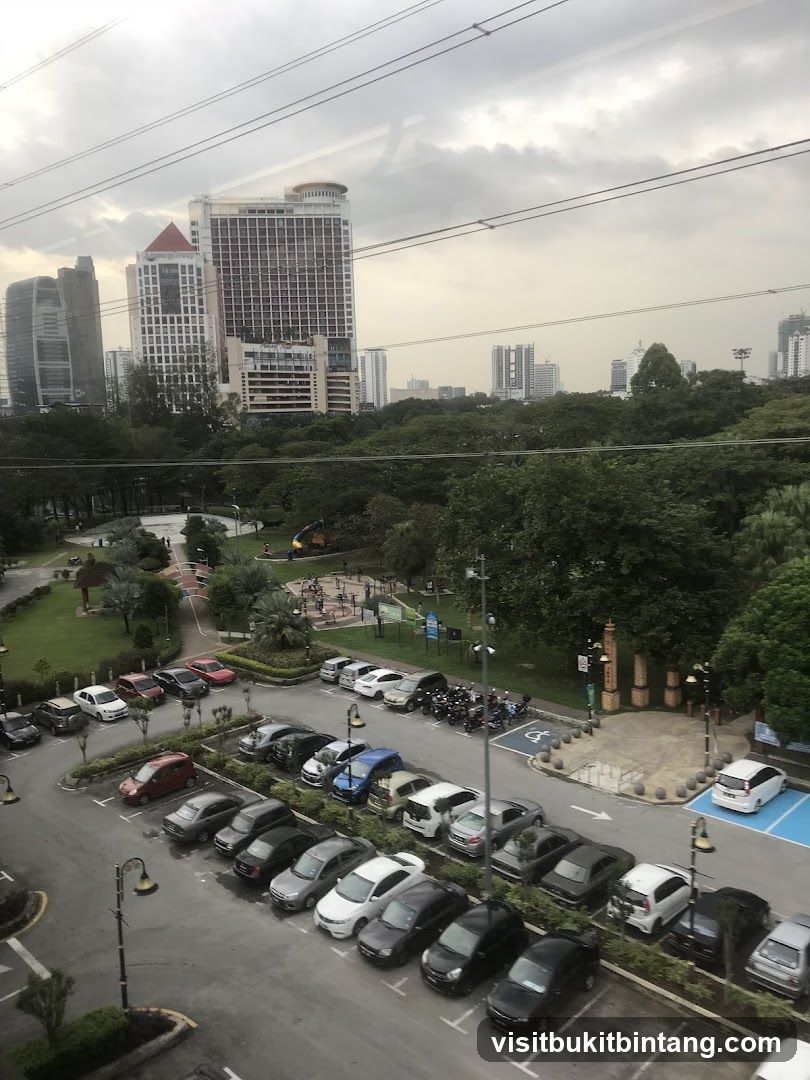 Cityscape with Park and Parking Lot
