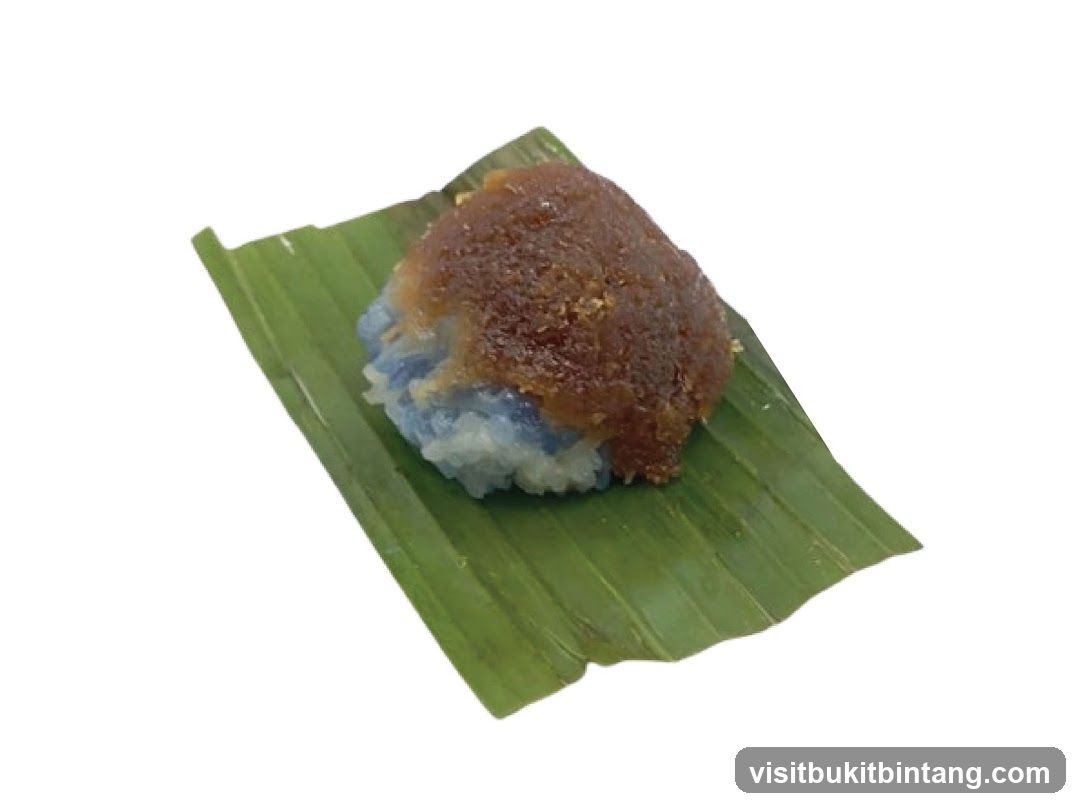 Blue sticky rice with brown sugar topping