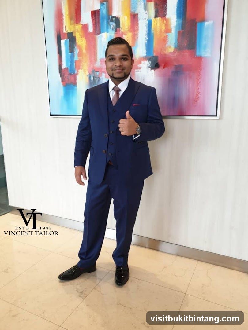 Man in a blue suit giving a thumbs up