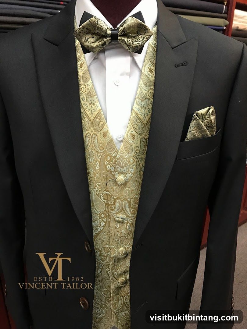 Tuxedo with Paisley Vest and Bowtie