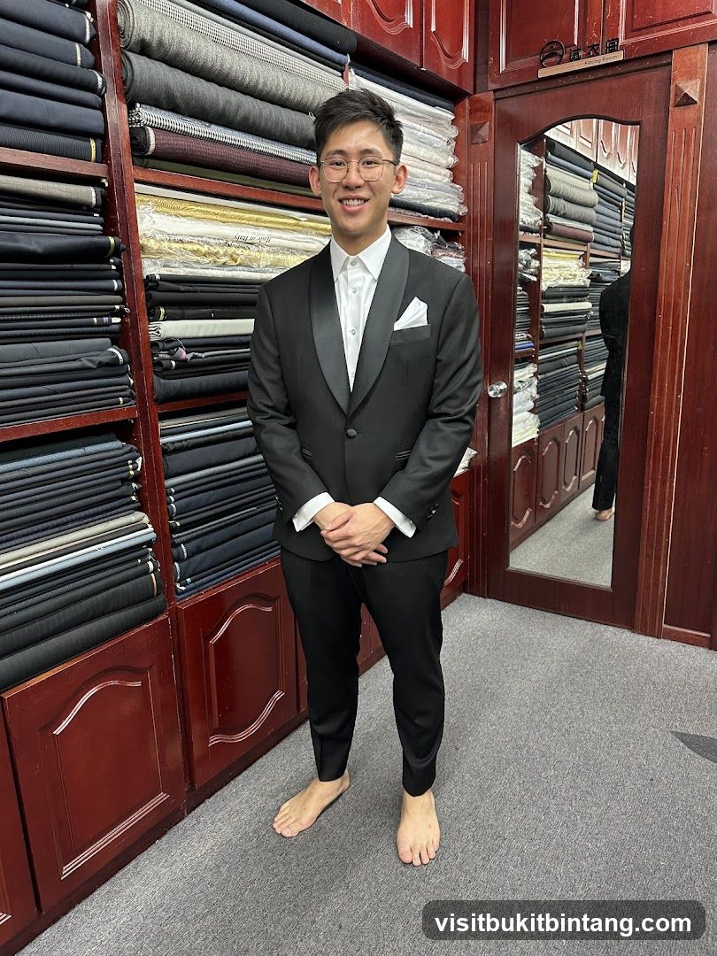 Man in Tuxedo in Fabric Store