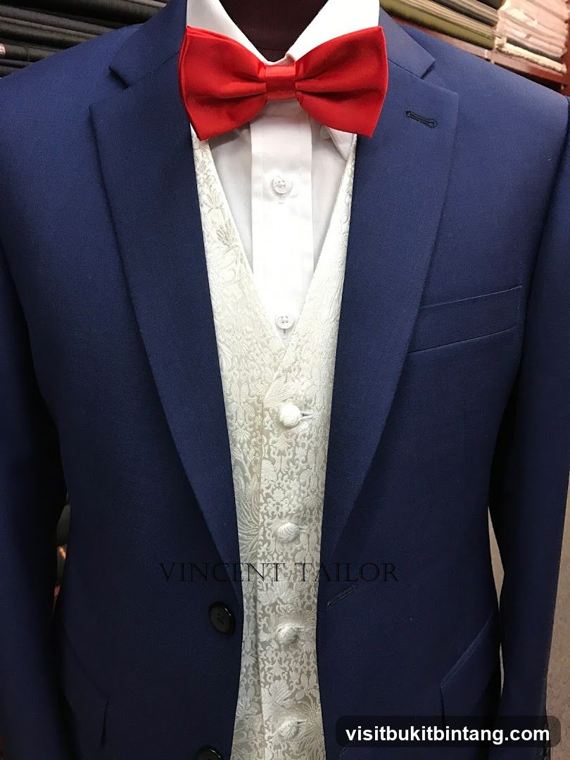 Blue Suit with Red Bowtie