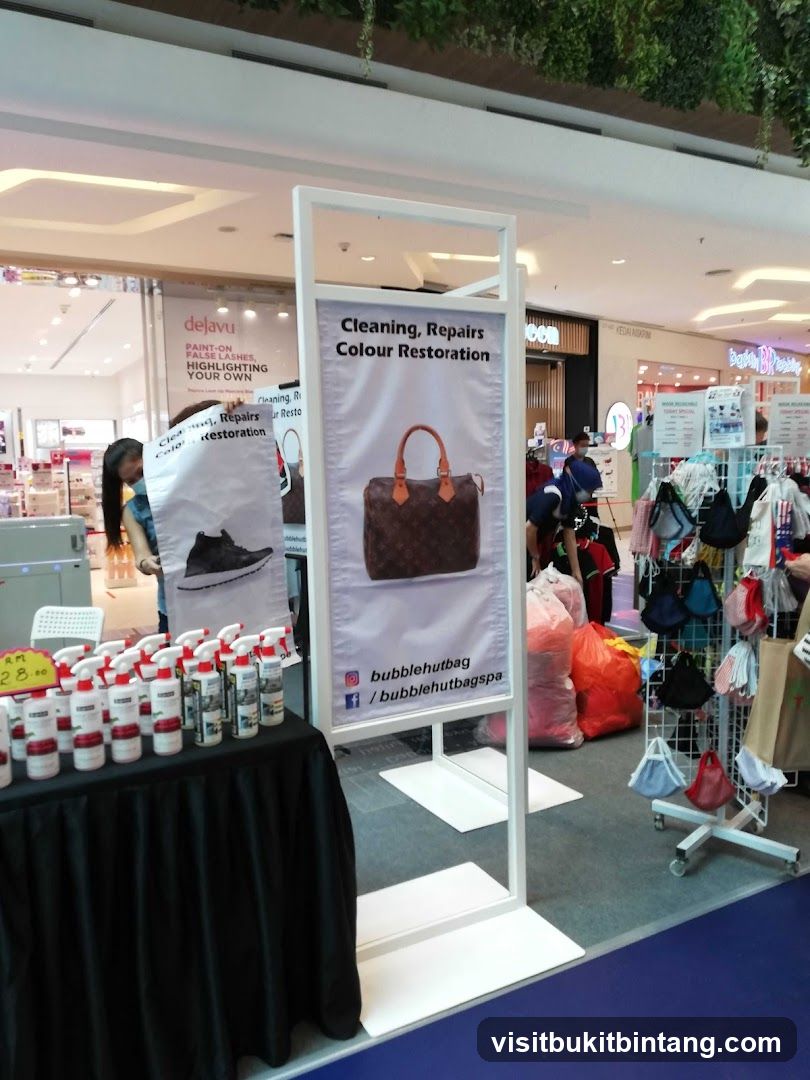 Bag Cleaning and Restoration Display