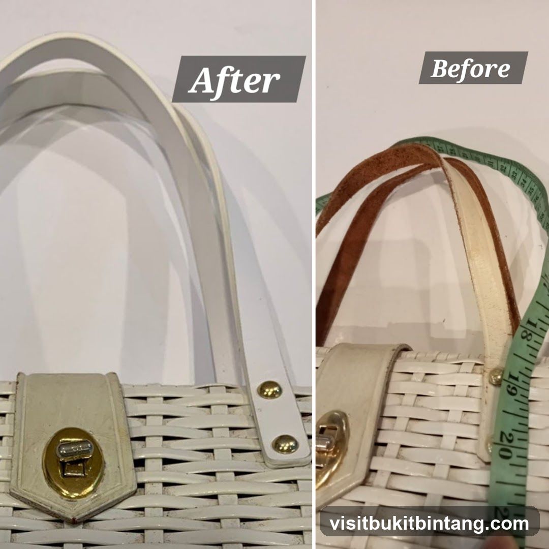 Before and After Comparison of a Wicker Bag Handle