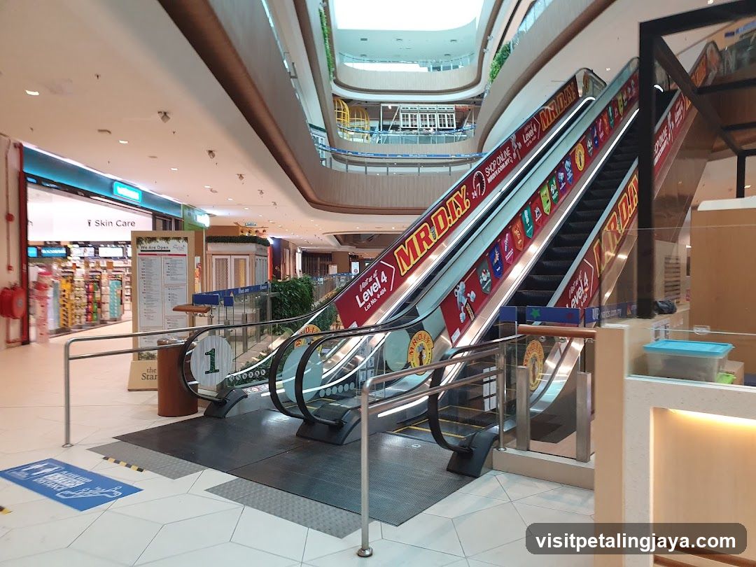 Mall Interior with Escalators