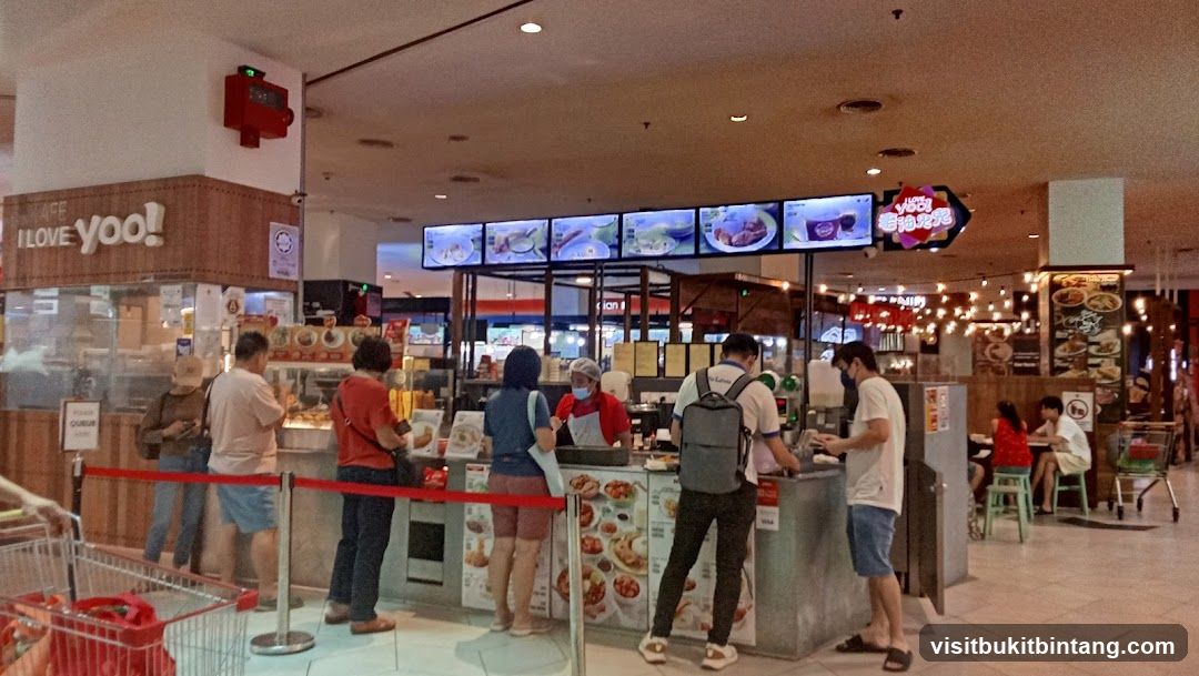 Food court stall with digital menu boards