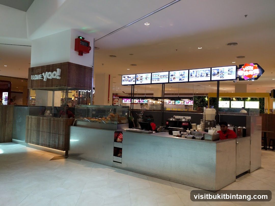 Cafe counter with menu displays