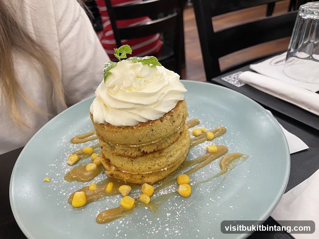 Pancakes with Whipped Cream and Corn