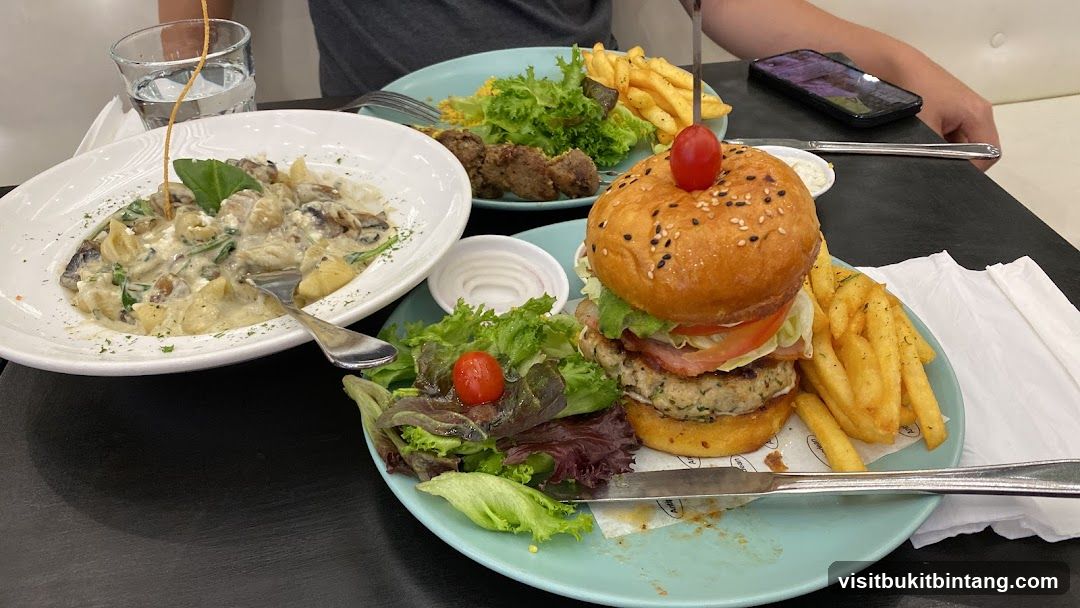 Burger and Pasta Meal