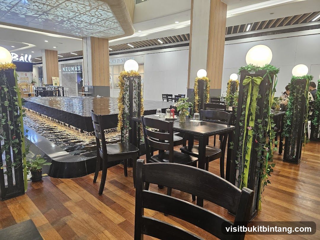 Restaurant Seating Area with Water Feature
