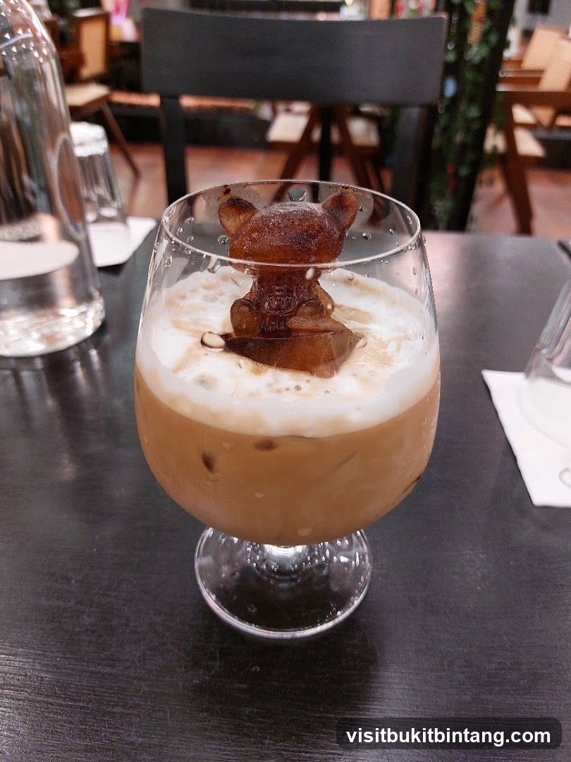 Iced Coffee with Bear-Shaped Ice Cube