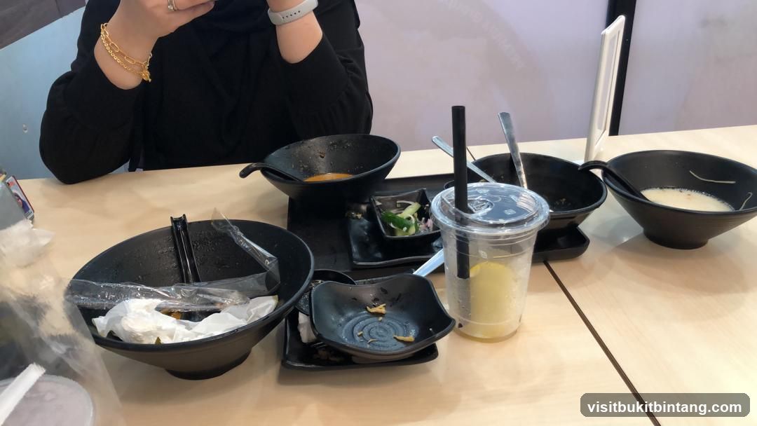 Table with unfinished meals