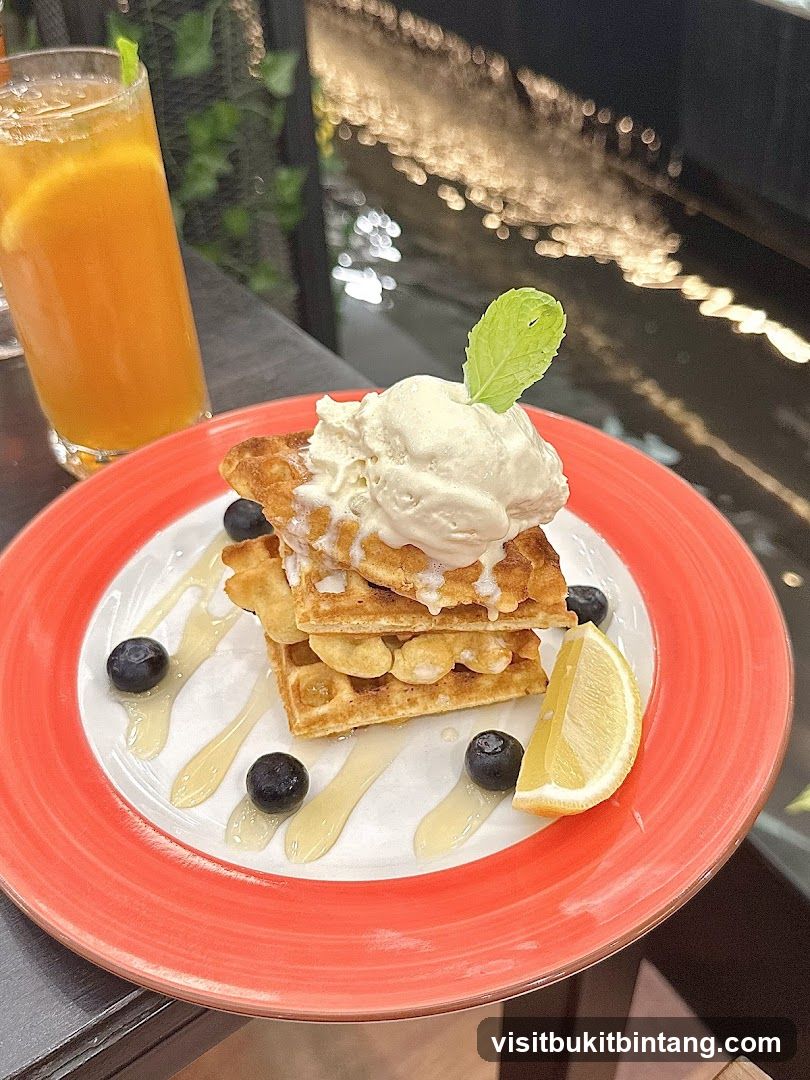 Waffles with Ice Cream and Berries