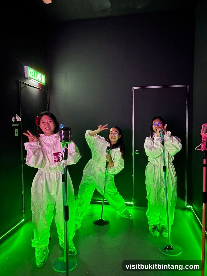 People in hazmat suits singing