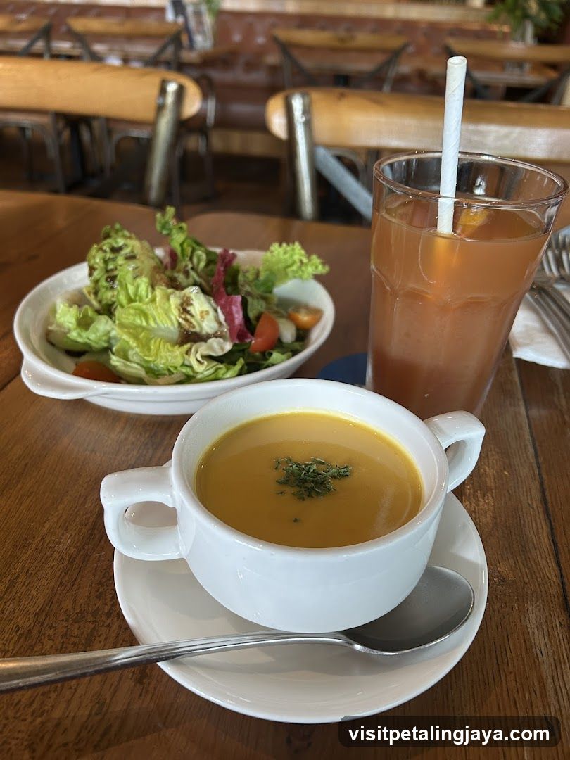 Soup and Salad at Cafe