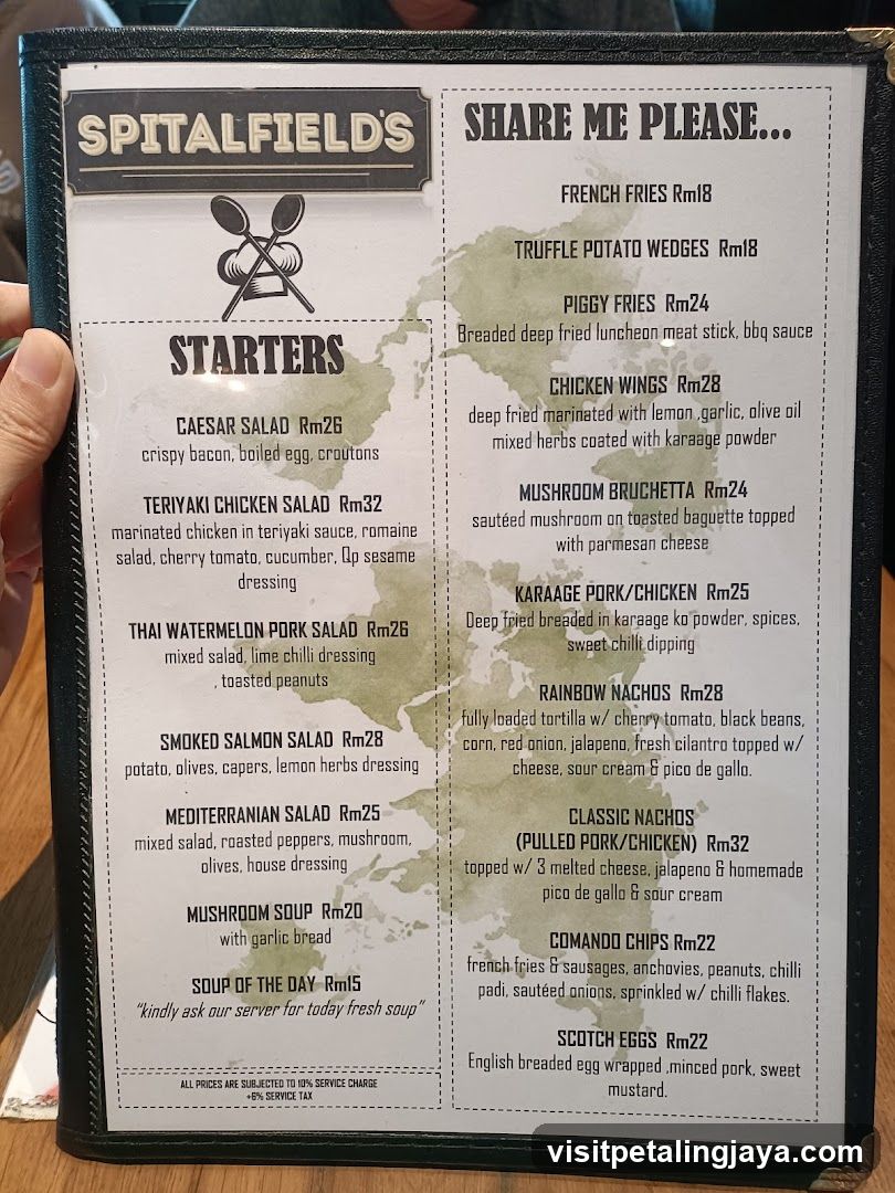 Spitalfield's Menu