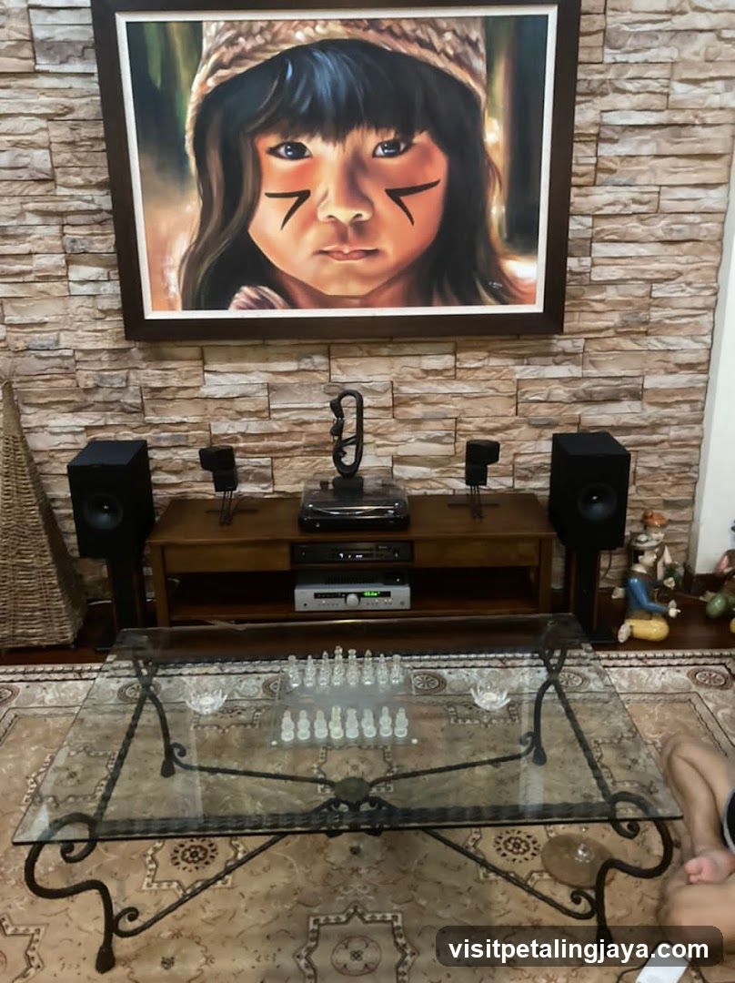 Living Room Interior with Artwork and Audio Equipment