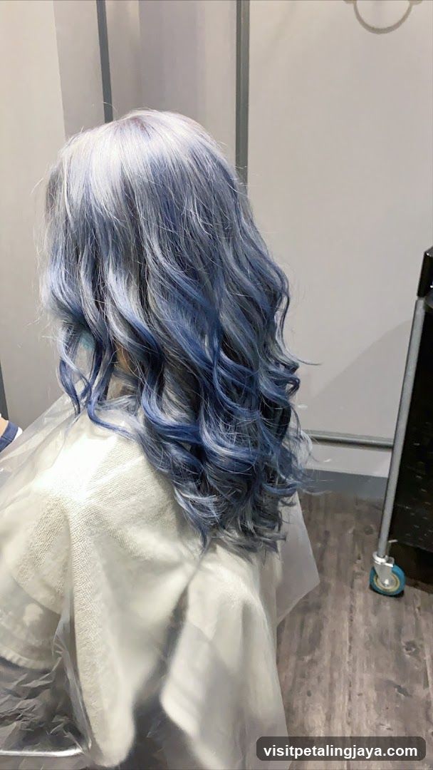 Blue and Silver Wavy Hair