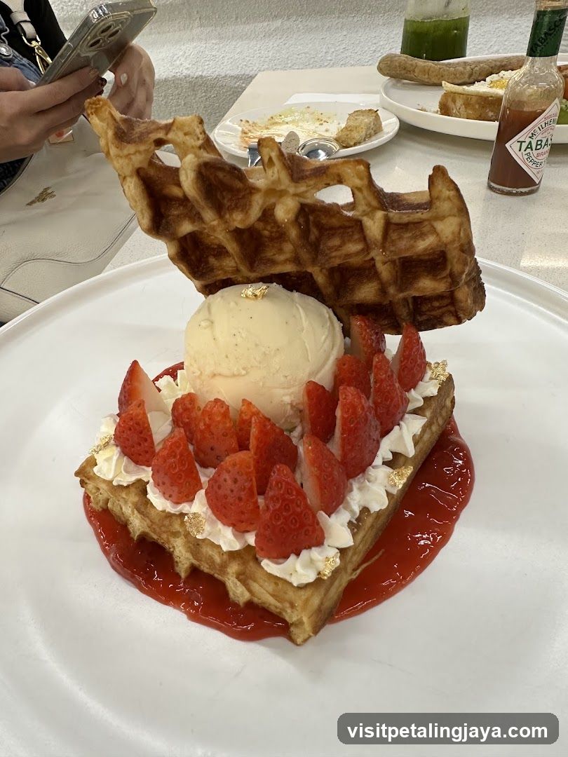 Strawberry Waffle with Ice Cream