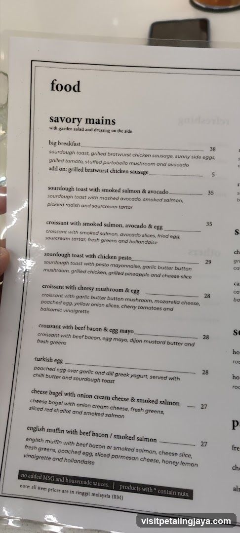 Savory Mains Menu