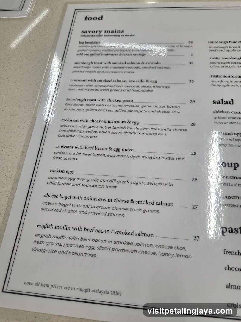Savory Mains Menu