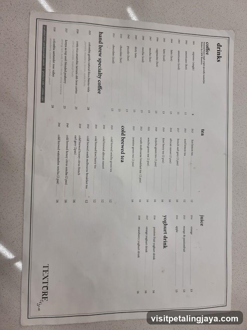 Drinks Menu