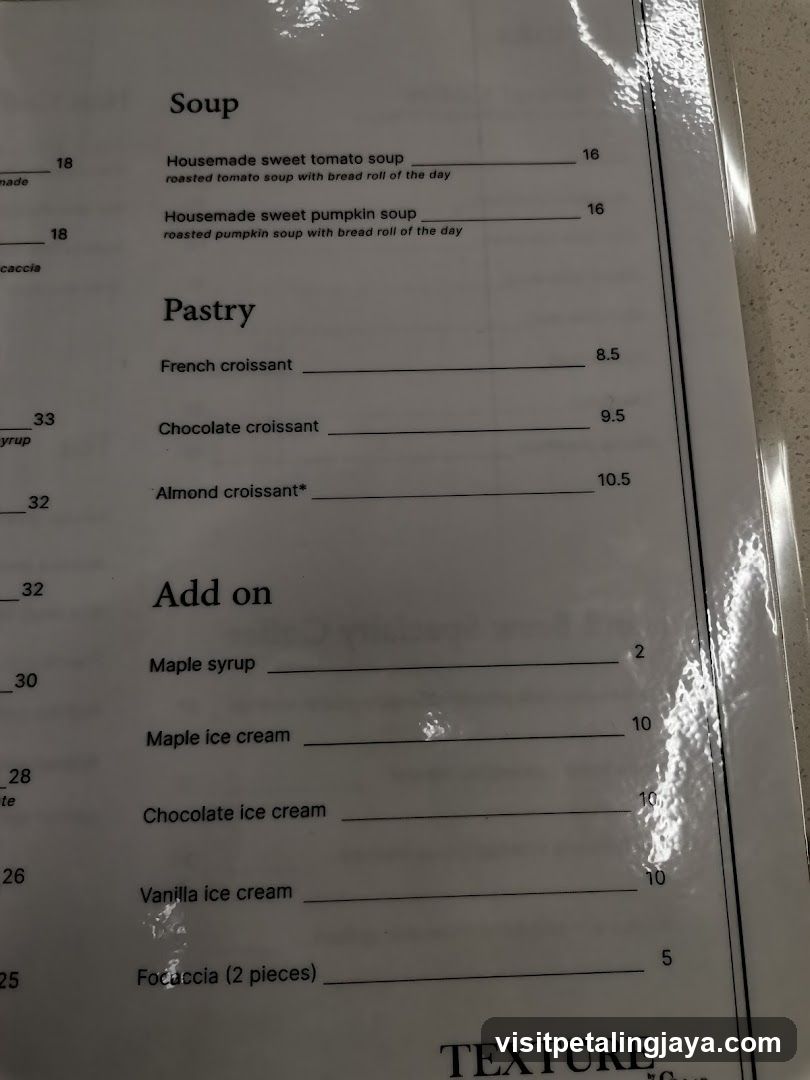 Soup and Pastry Menu