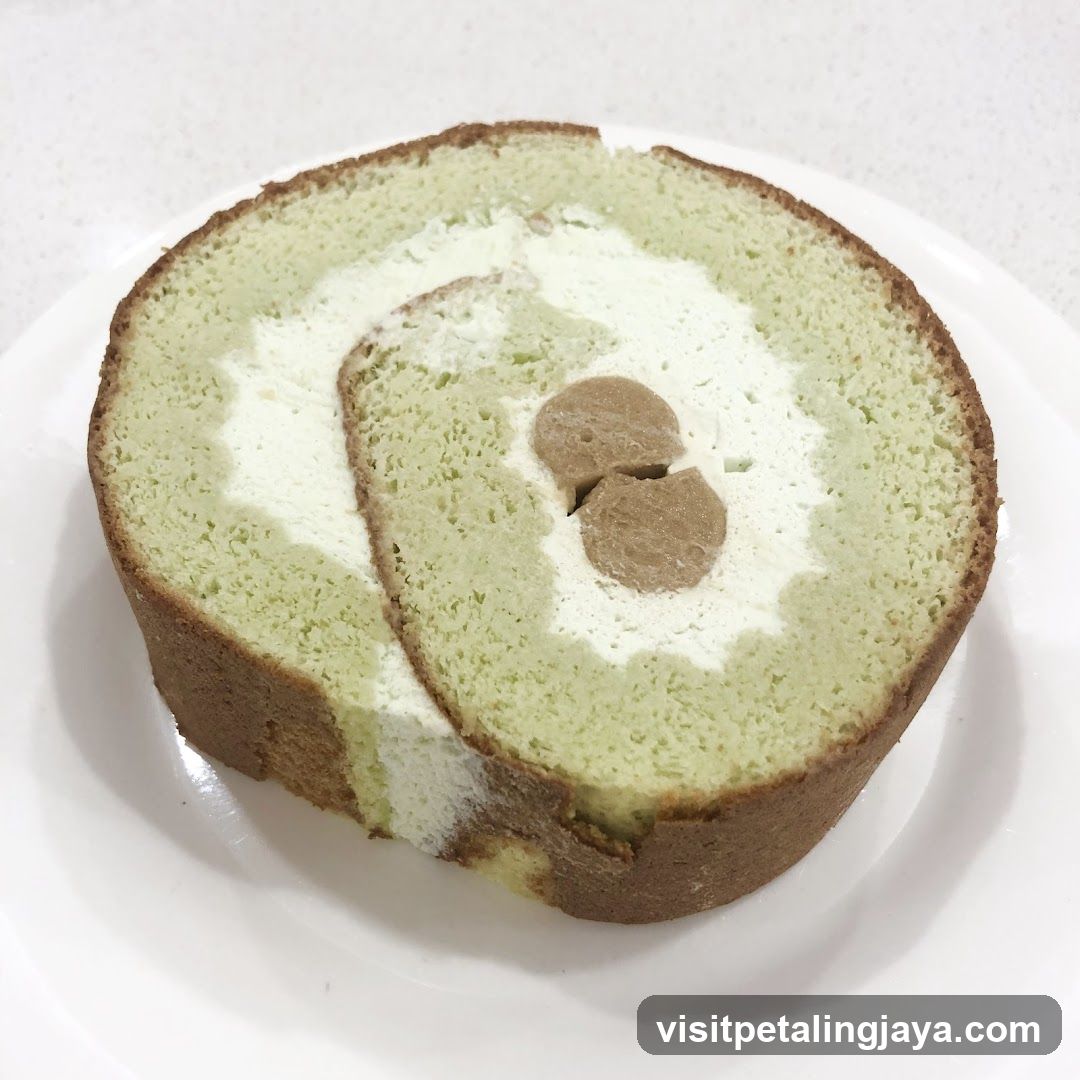 Green Cake Roll with Cream Filling