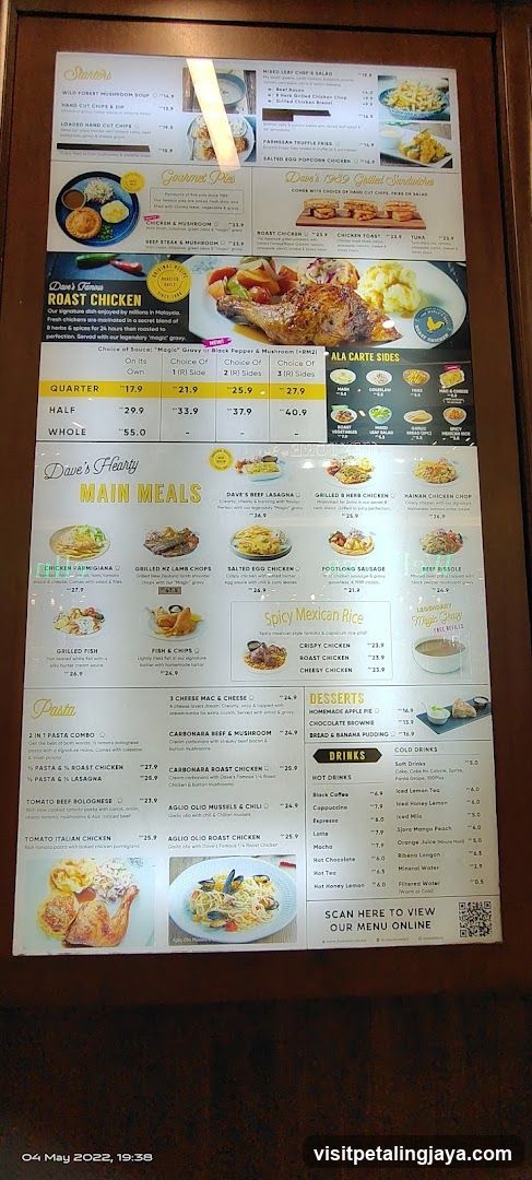 Dave's Roast Chicken Menu Board