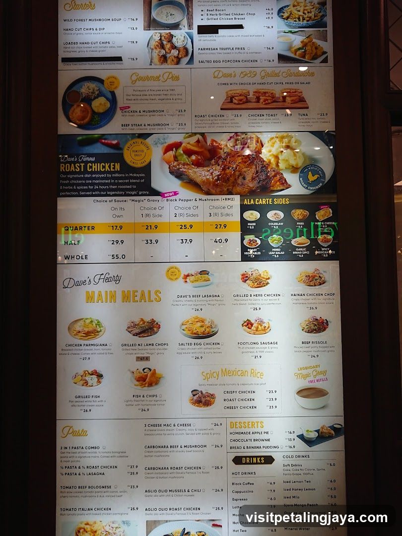 Dave's Restaurant Menu Board