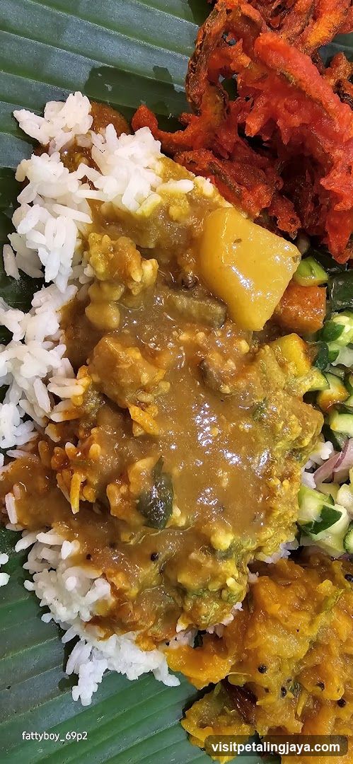 Curry Rice Meal on Banana Leaf