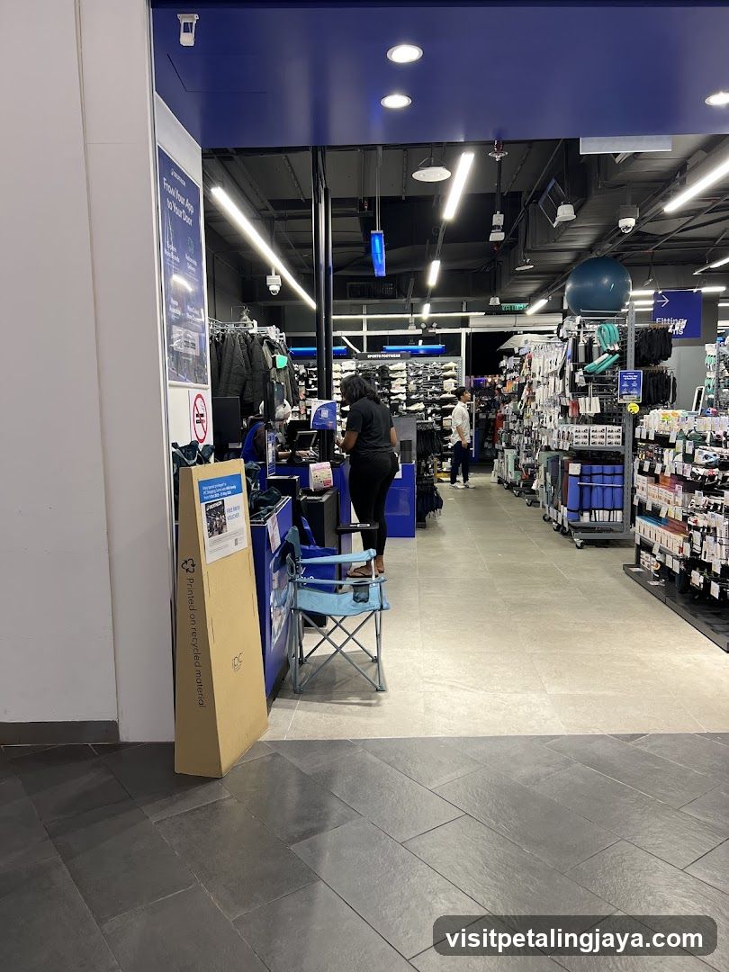 Interior of a retail store with checkout area and merchandise displays