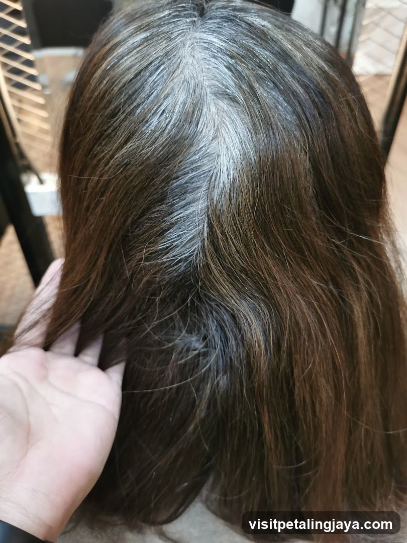 Hair with gray streaks