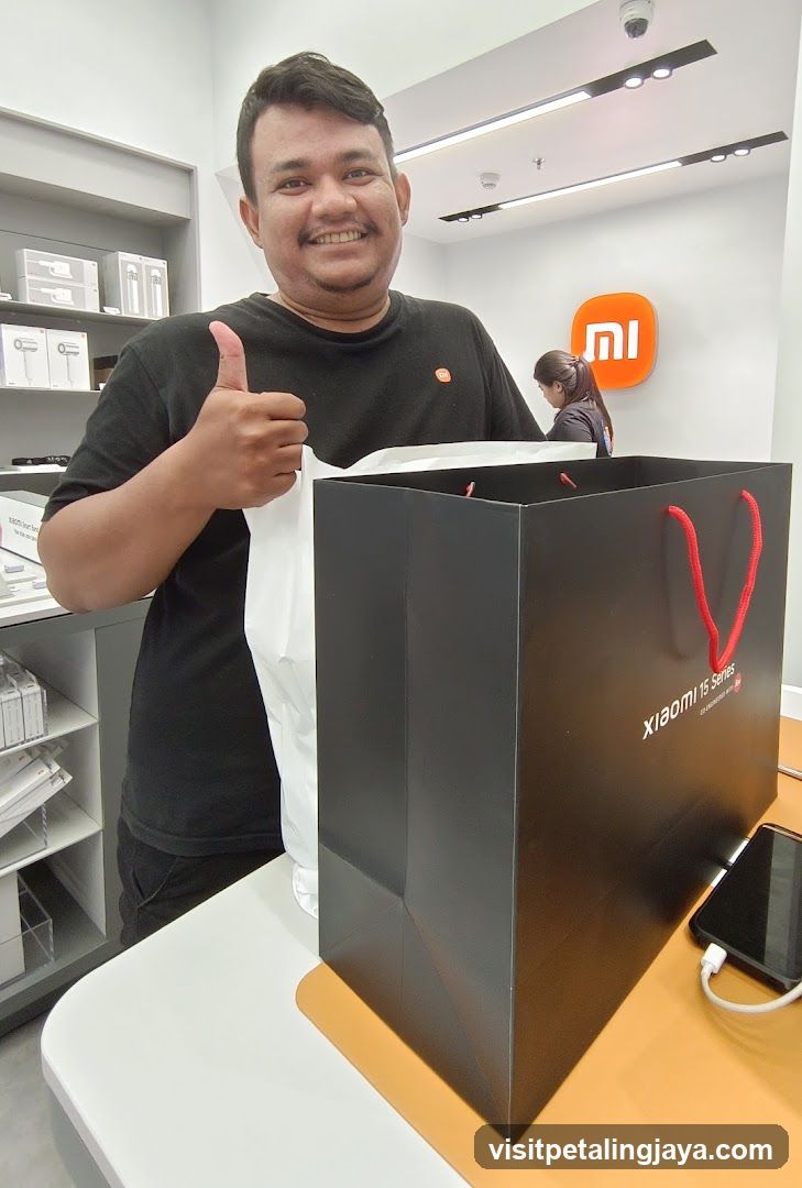 Xiaomi Store Interior with Customer and Shopping Bag