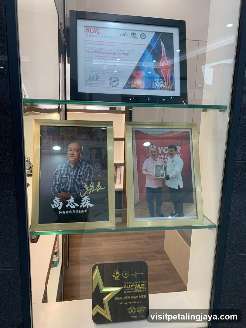 Display Case with Certificates and Photos