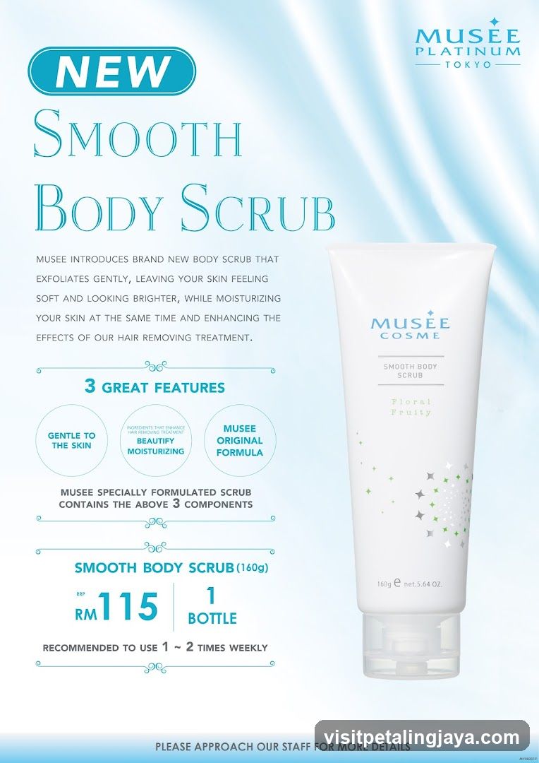 MUSEE Platinum Tokyo Smooth Body Scrub Advertisement
