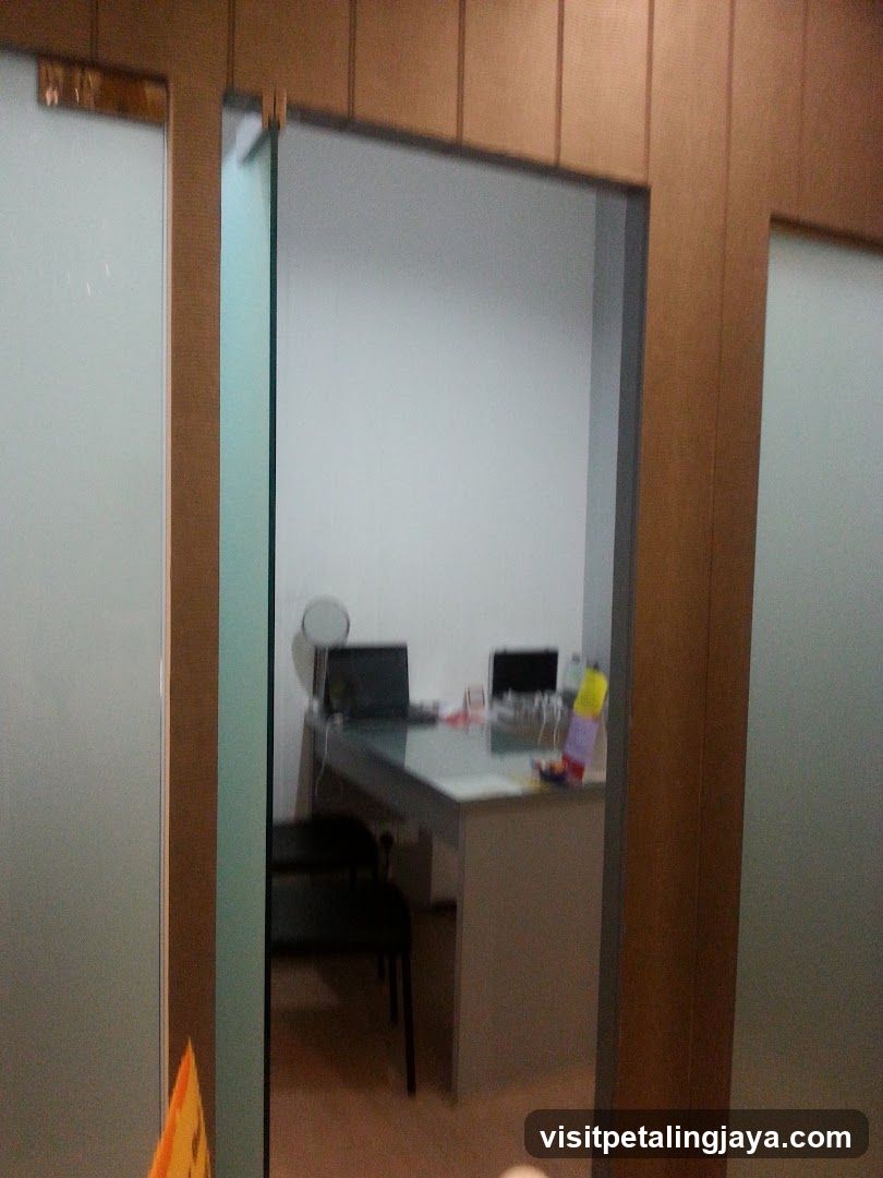 Office Interior View Through Glass Door