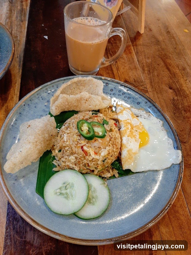 Fried Rice Plate with Egg and Cucumber