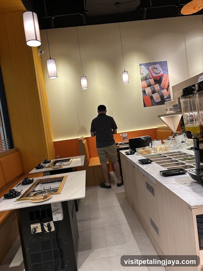 Restaurant Interior with Buffet and Seating Area