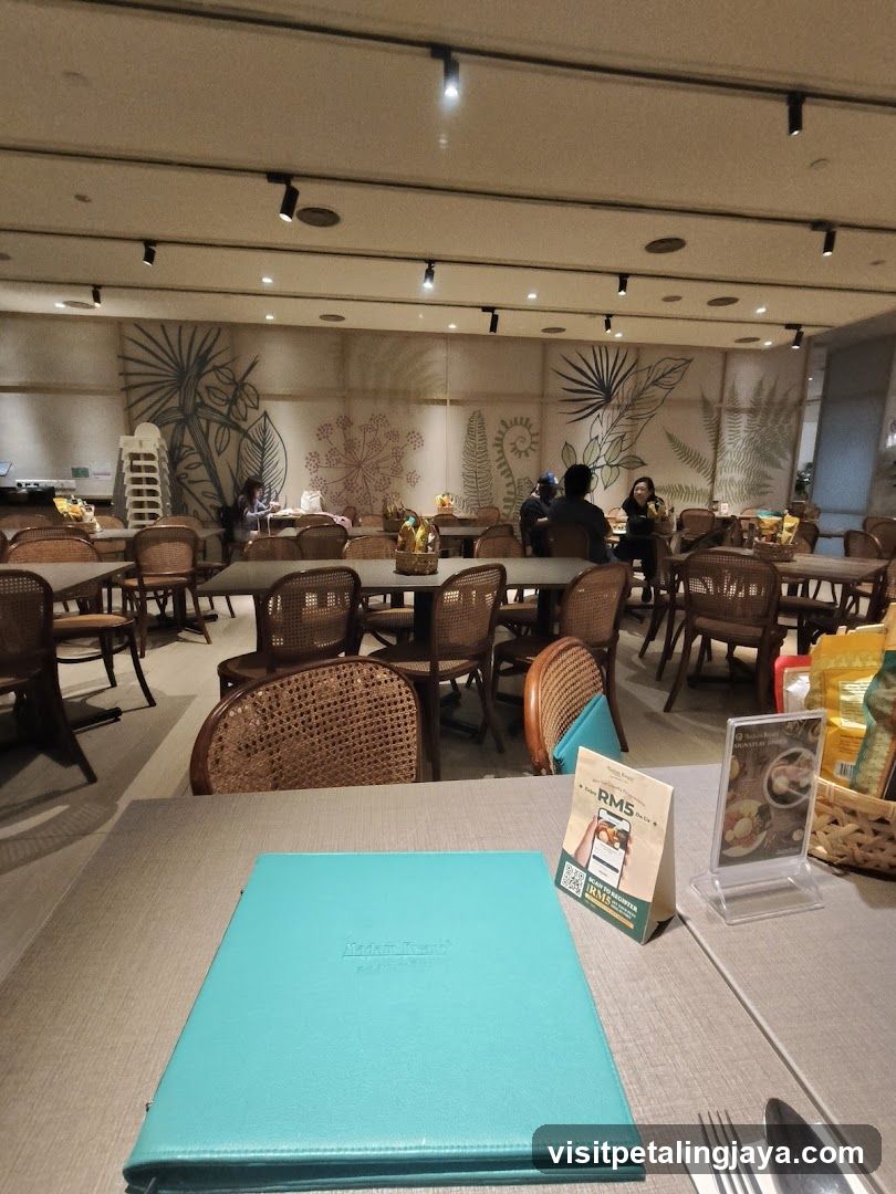 Restaurant Interior with Tropical Wall Art