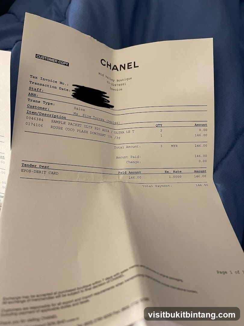 Chanel Receipt