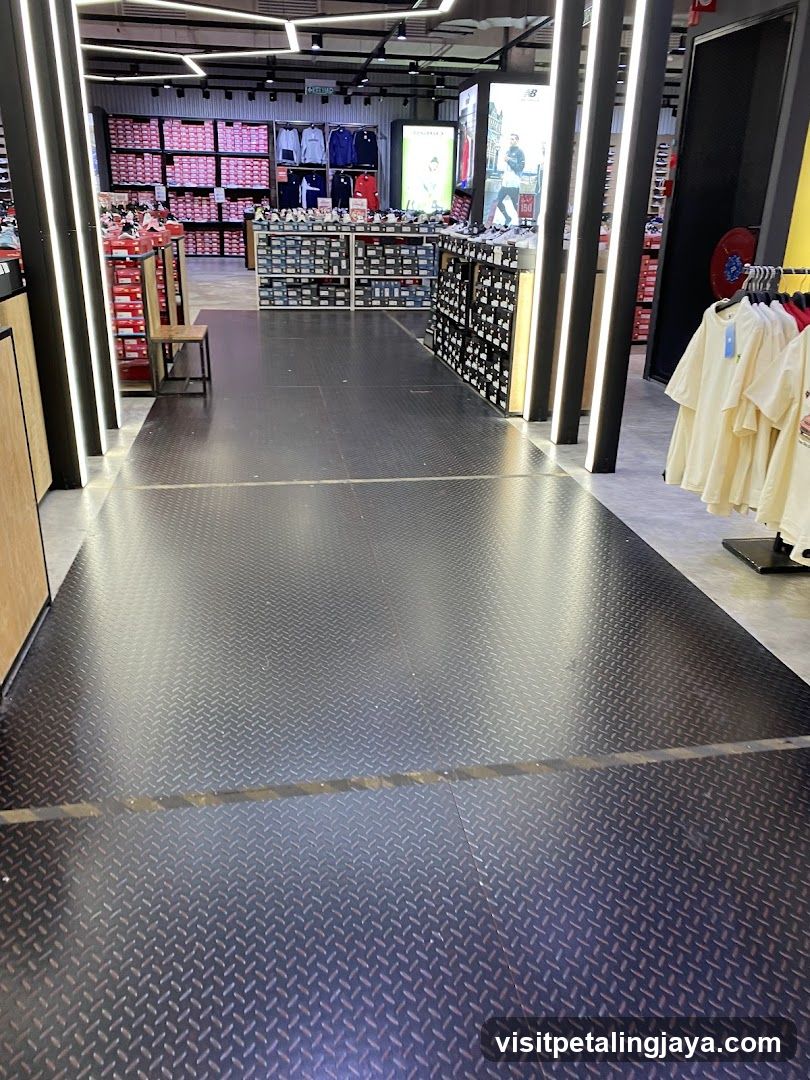 Interior of a shoe and clothing store