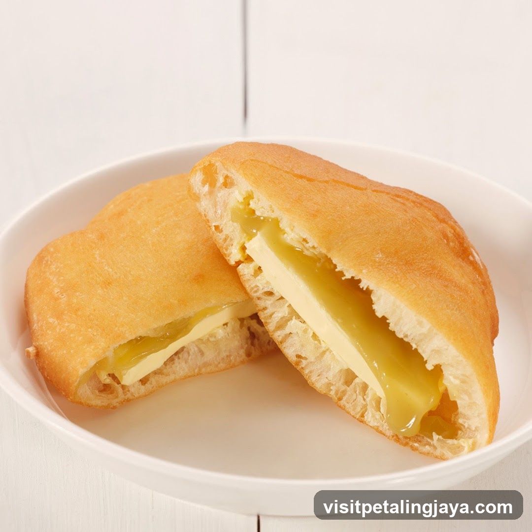 Cheese-filled pastry on a white plate