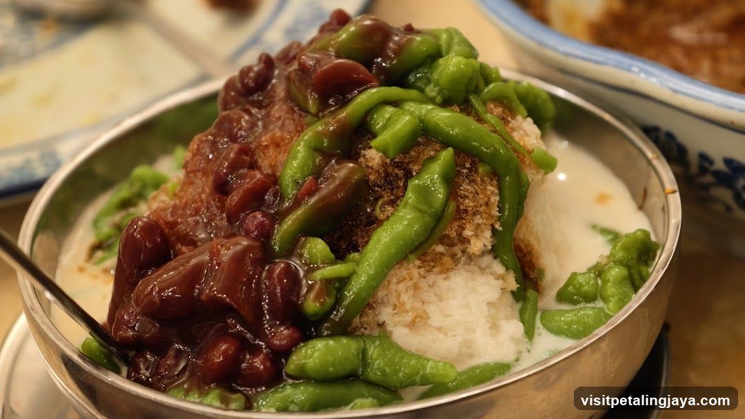 Dish with green beans and red beans in a bowl