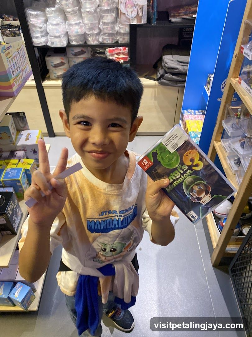 Child in Toy Store Holding Game