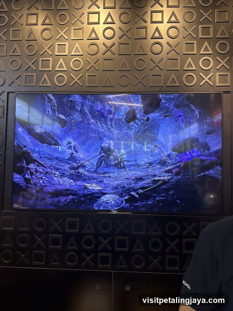 PlayStation-themed display screen