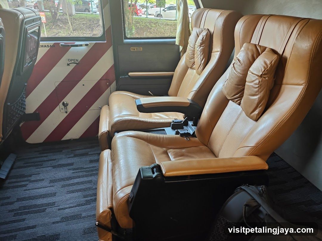 Luxury Bus Interior with Leather Seats