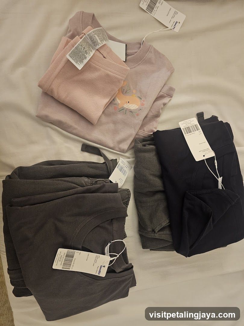 Clothing items on bed